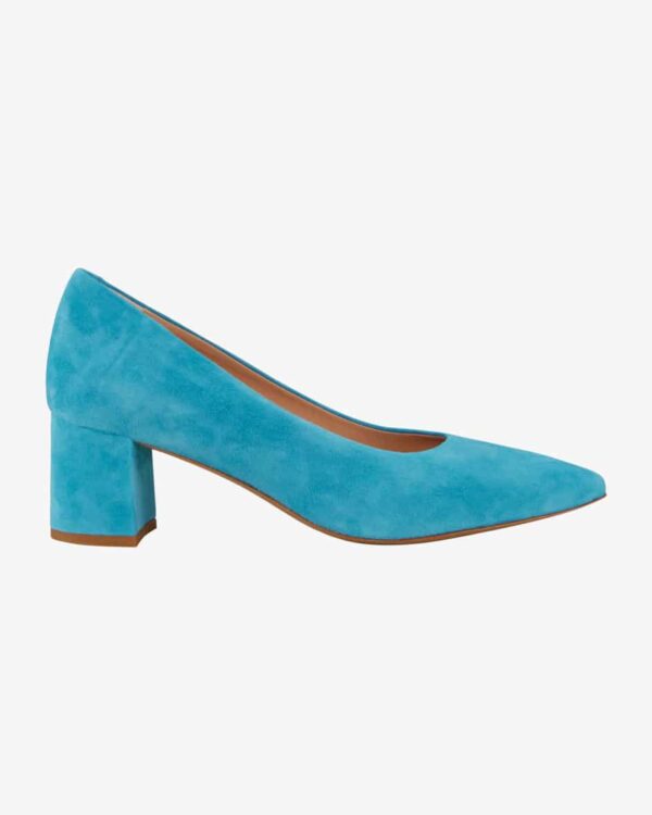 Pumps für Damen von LODENFREY in Blau. Das feminine Modell besticht durch dieVerwendung von hochwertigem Veloursleder