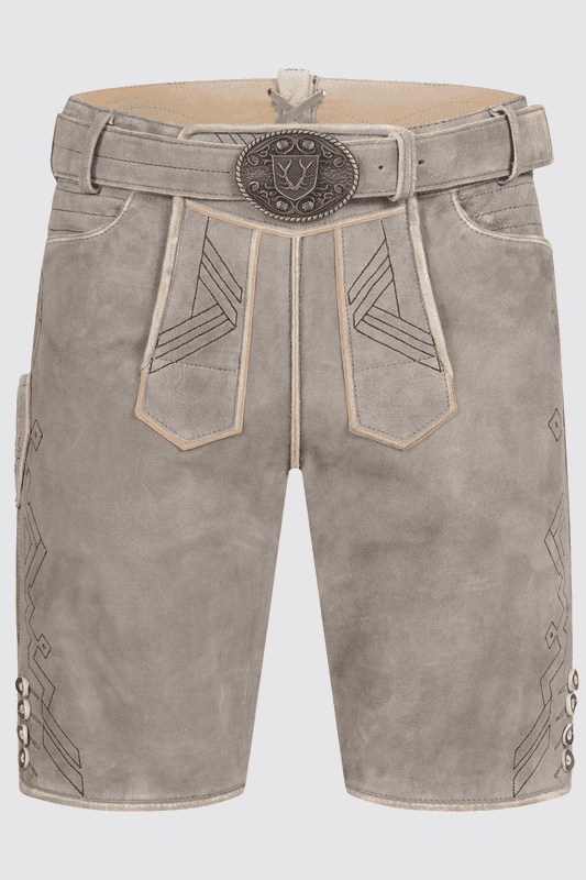 Entdecke die moderne Lederhose Xilas mit Gürtel aus der BUAM Kollektion. Diese Herrenhose fällt durch ihr besticktes Muster ins Auge