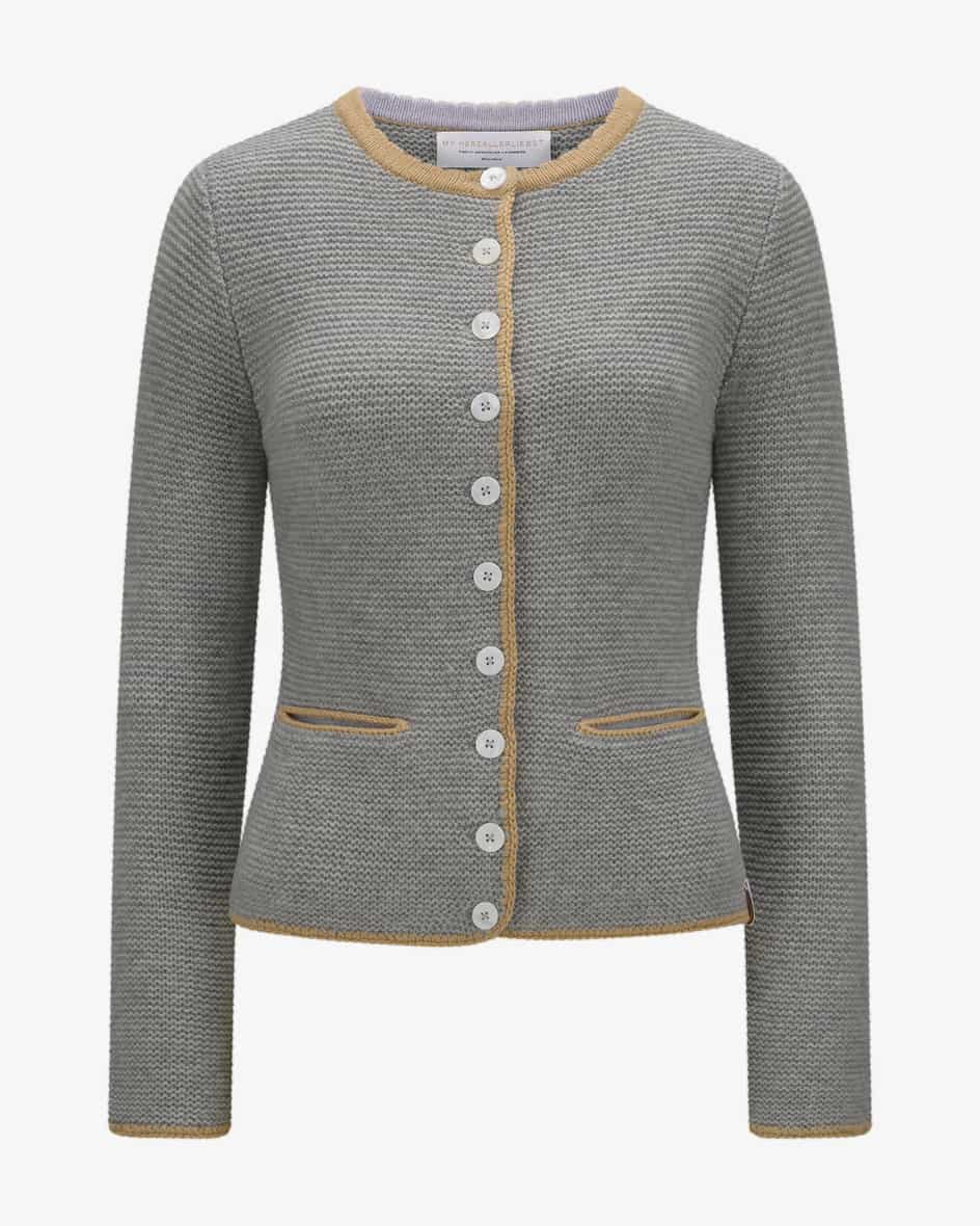 Alice Trachten-Cashmere-Strickjacke für Damen von My Herzallerliebst inHellgrau