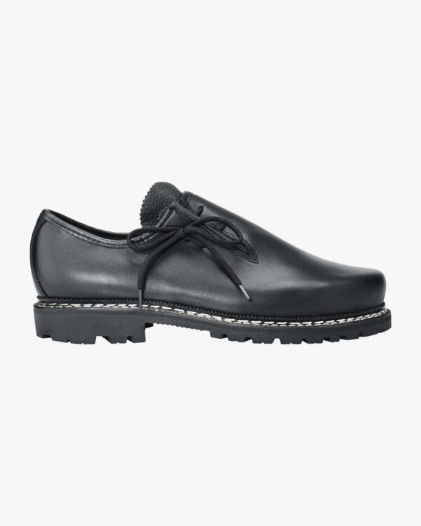 Traditionelle Meindl Haferl-Schuhe 85 M in Schwarz. Aus Glattleder-Obermaterial. Mit Leder-Decksohle