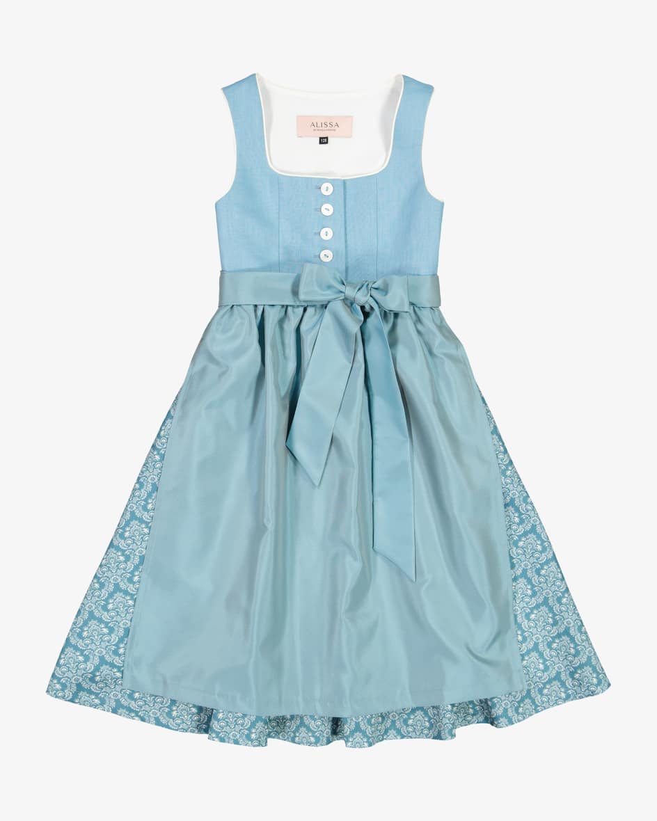 Anna Dirndl mit Schürze für Mädchen von Alissa by Kinga Mathe in Blau. Seit 2008begeistert Kinga Mathe mit besonderen Trachten-Kreationen. Nun können.... Mehr Details bei Lodenfrey.com!