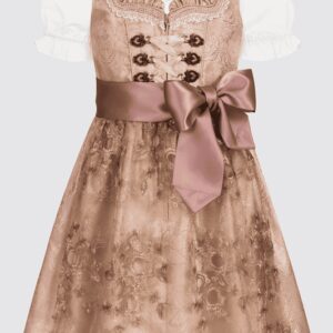 Das Kinderdirndl Kailia ist durch die Perlenschürze ein wahrer Blickfang! Das Dirndlkleid wird von einem romantischen Ornamenten-Muster geschmückt. Zarte Borten und Herz-Miederhaken zieren das Mieder.