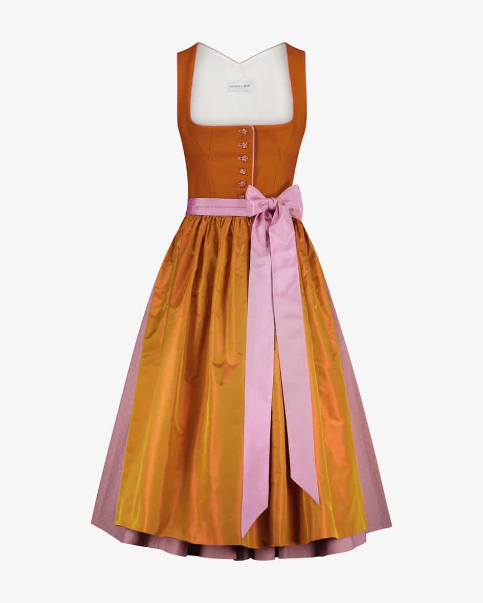 Midi-Dirndl mit Seidenschürze für Damen von Susanne Spatt in Orange und Rosa.Alle Dirndl von Susanne Spatt werden stets aus hochwertigen.... Mehr Details bei Lodenfrey.com!