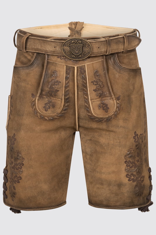 Dieses tolle Modell im verwaschenen Look begeistert seinen Träger auf Anhieb. Die tollen Stickereien auf dem Hosenlatz und entlang der Hosenbeine werten die Lederhose Marino auf und sorgen für einen tollen Twist zwischen Tradition und Moderne. Die Schnürung an den Seiten der Hosenbeine kreieren einen tollen und praktischen Hingucker. Dein Look wird durch den passenden Gürtel perfekt abgerundet. Da die Lederhose Marino aus hochwertigem Ziegenleder gewonnen wird