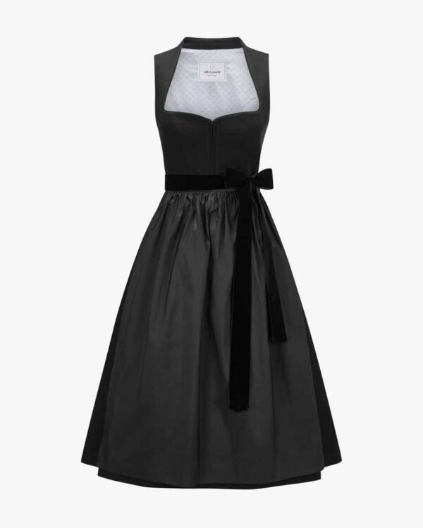 Midi-Dirndl mit Seiden-Schürze für Damen von Silk & Pearls in Schwarz. DasModell mit Leinen-Anteil überzeugt im angesagten Ton-in-Ton-Design..... Mehr Details bei Lodenfrey.com!