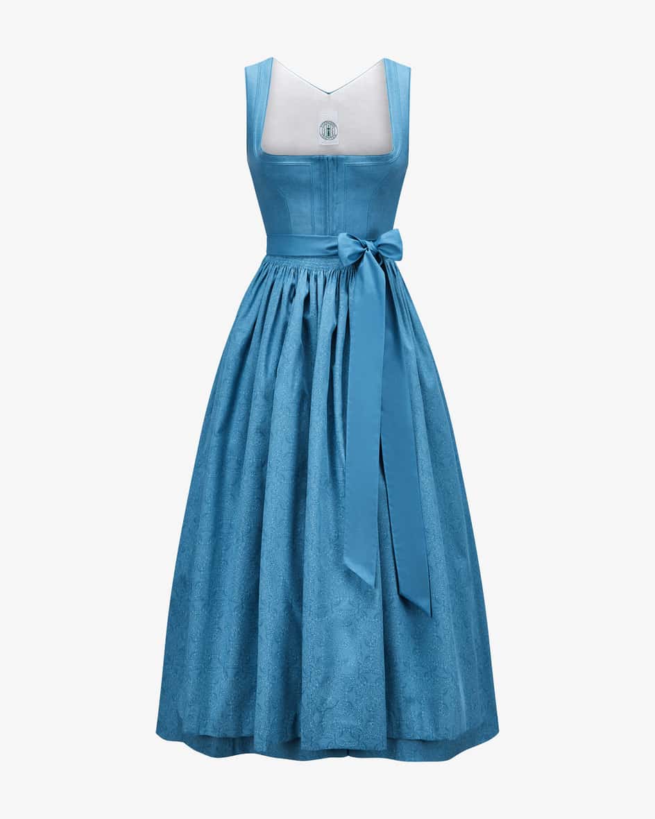 Lyana Dirndl lang mit Schürze für Damen von Tostmann in Hellblau. Trachten-Handwerk aus Österreich - Das traditionelle Modell überzeugt mit.... Mehr Details bei Lodenfrey.com!