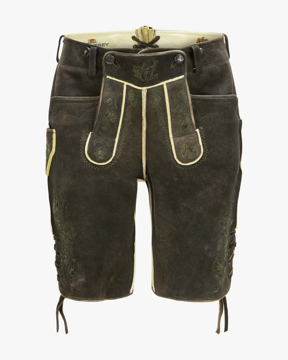 Andechs Lederhose für Herren von Meindl in Ahorn. Das handgemachte Modell aussämisch gegerbtem Hirsch-Leder überzeugt durch traditionelle Details wie.... Mehr Details bei Lodenfrey.com!